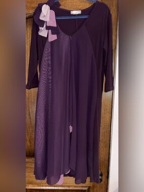 La Mouette Fairycore Dark Romantic Ethereal Mauve L Flowy Layered Chiffon Dress